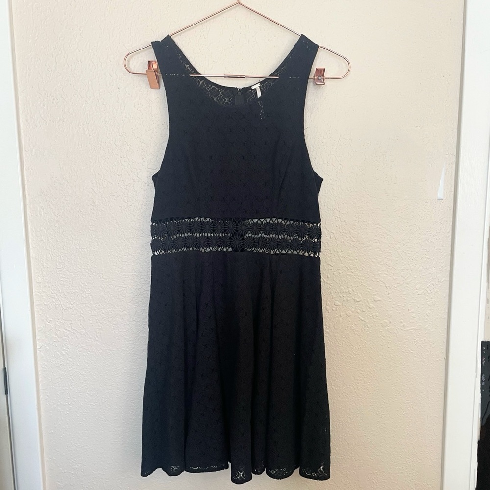 Free People Daisy Chain Black Lace Fit & Flare Dress Boho Size 8